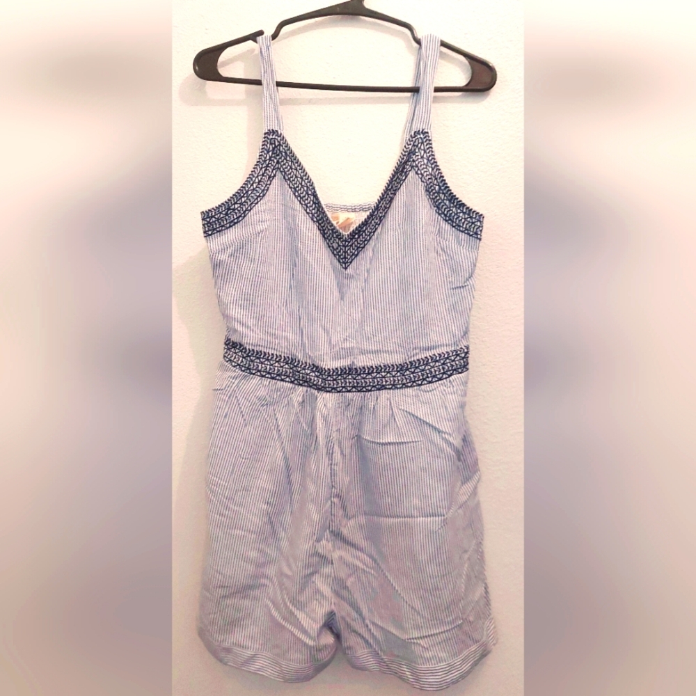Japna Blue and White Striped Romper